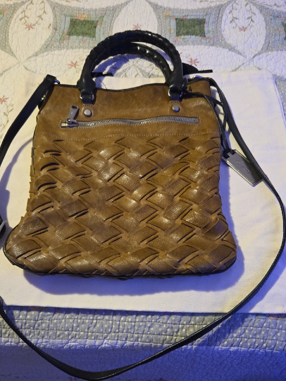Gryson Woven Leather Tote Bag in Brown